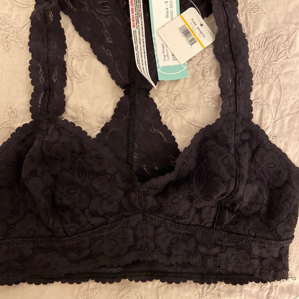 NWT Free People Black Lace Racerback Bralette